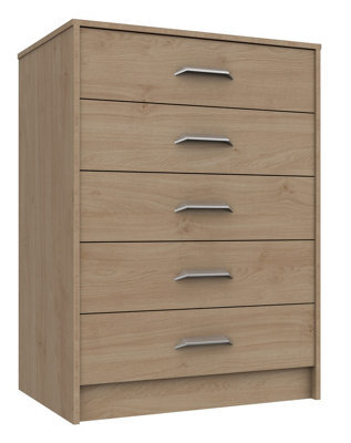 Hazlemere 5 Drawer Chest - Oak On Express Delivery And Ready Assembled - image 1