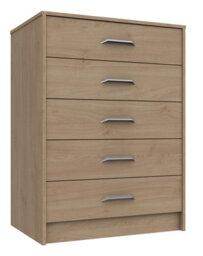 Hazlemere 5 Drawer Chest - Oak On Express Delivery And Ready Assembled - thumbnail 1