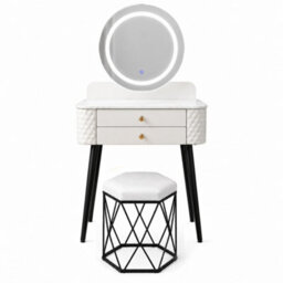 Sliding Wardrobes 4 u LTD Luxury Dressing Table With Led Touch Mirror & Upholstered Stool - White (60 X 40 X 127Cm) - thumbnail 1