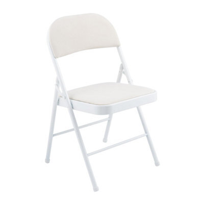A.unique Home Metal Frame Foldable Chair Velvet Padded Chair For Kitchen Garden Office (White, 1 X Chair) - image 1