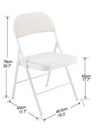 A.unique Home Metal Frame Foldable Chair Velvet Padded Chair For Kitchen Garden Office (White, 1 X Chair) - thumbnail 2