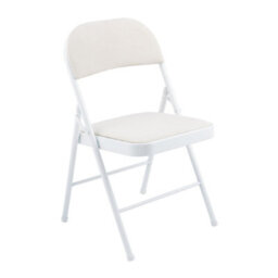 A.unique Home Metal Frame Foldable Chair Velvet Padded Chair For Kitchen Garden Office (White, 1 X Chair) - thumbnail 1