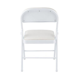 A.unique Home Metal Frame Foldable Chair Velvet Padded Chair For Kitchen Garden Office (White, 1 X Chair) - thumbnail 3