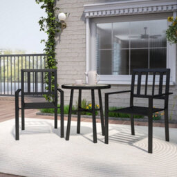 Outsunny 3 Piece Patio Bistro Set With Plastic Top, 2 Stackable Chairs, Grey - thumbnail 8