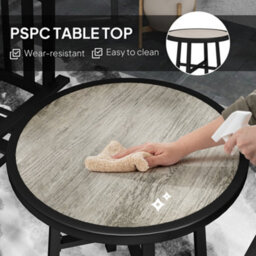 Outsunny 3 Piece Patio Bistro Set With Plastic Top, 2 Stackable Chairs, Grey - thumbnail 5