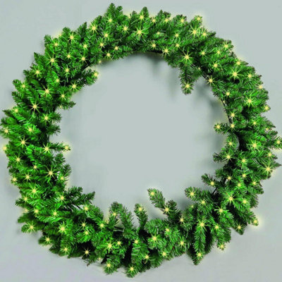 Shatchi 80Cm Battery Operated Prelit 120Leds Green Imperial Wreath 380 Tips - image 1