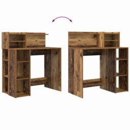 Berkfield Desk With Storage Old Wood 90X48X101.5 Cm Engineered Wood - thumbnail 8