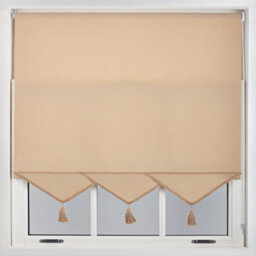 Furnished Luxury Linen Roller Blinds With Triangle Edge, Trimmable - Cappuccino (W)120Cm X (L)165Cm - thumbnail 2