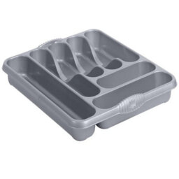 STAR SUPPLIES 2 X Large Plastic Silver 7 Compartment Cutlery Tray Rack Holder For Kitchens - thumbnail 2