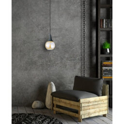 Luminosa Lighting Luminosa Lacrima Slim Pendant Ceiling Light Black Amber Glass Shade 1X E27 - thumbnail 3