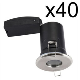 First Choice Lighting Set Of 40 - Brushed Chrome Ip65 Bathroom Recessed Fire Rated Downlight - thumbnail 2