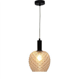 First Choice Lighting Set Of 2 Baine - Clear Textured Glass Black Deco Pendant Fittings - thumbnail 3