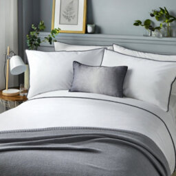 Serene Pom Pom Embellished Trim Grey Duvet Cover Set - thumbnail 1