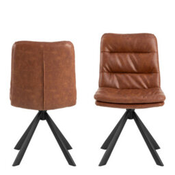 Furniture To Go Dean Brandy Pu Swivel Dining Chair Set Of 2 - thumbnail 2