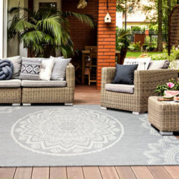 Homeart Outdoor Indoor Rug, Easy Clean, Uv Weather Resistant Rug For Patio, Gardenmandala Grey, Cream,120X170Cm - thumbnail 4