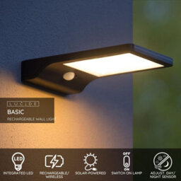 Lucide Basic Modern Solar Wall Light Outdoor, Pir Sensor - Led - 1X3W 2700K - Ip44 - Black - thumbnail 2