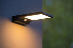 Lucide Basic Modern Solar Wall Light Outdoor, Pir Sensor - Led - 1X3W 2700K - Ip44 - Black - thumbnail 4