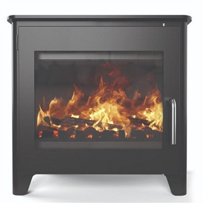 Marlborough Modern Metallic Black 7.3Kw Defra Wood Burning Stove - image 1