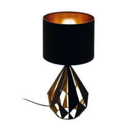 Eglo Carlton 5 Black/gold Metal Table Lamp - Geometric Design, Fabric Shade, In-Line Switch (D) 25Cm - thumbnail 3