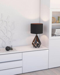 Eglo Carlton 5 Black/gold Metal Table Lamp - Geometric Design, Fabric Shade, In-Line Switch (D) 25Cm