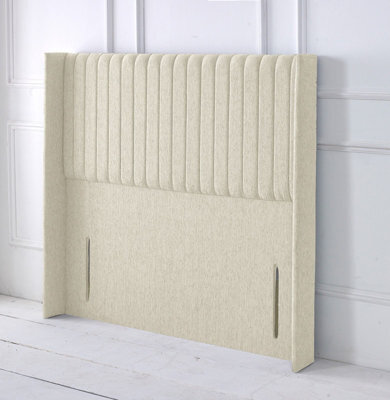 "Slumbre Multipanel Winged Chenille 6Ft Super King 50"" Headboard - Stone"