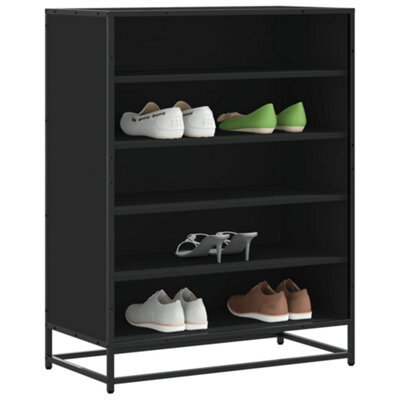 Vidaxl Shoe Cabinet Black 75X38X97.5 Cm Engineered Wood And Metal - image 1
