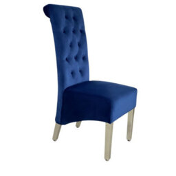 Home Luxe Interiors Pair Of Sofia Blue Dining Chair With Silver Legs And Lion Knocker - thumbnail 5