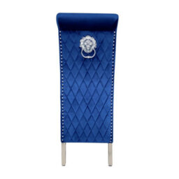 Home Luxe Interiors Pair Of Sofia Blue Dining Chair With Silver Legs And Lion Knocker - thumbnail 3