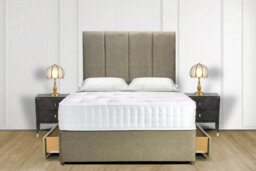 Divan Bed Set Wool Mink  With 2 Drawers And 54 Inch Panel Headboard In Single Double King 3Ft 4Ft6 5Ft - thumbnail 2