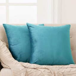 Deconovo Set Of 2 Velvet Cushion Covers 50 X 50 Cm Turquoise Cushion Cover For Outdoor Use - thumbnail 1