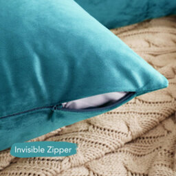 Deconovo Set Of 2 Velvet Cushion Covers 50 X 50 Cm Turquoise Cushion Cover For Outdoor Use - thumbnail 3