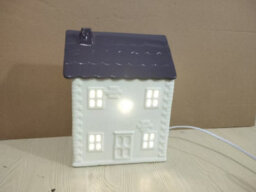 Ceramic House Table Lamp Cream Base With Grey Roof Soft Warm Light Energy Saving Energy Class A - thumbnail 2
