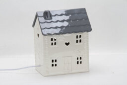 Ceramic House Table Lamp Cream Base With Grey Roof Soft Warm Light Energy Saving Energy Class A - thumbnail 1