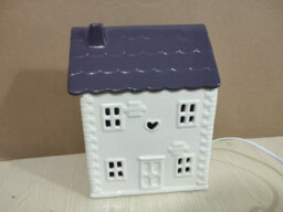 Ceramic House Table Lamp Cream Base With Grey Roof Soft Warm Light Energy Saving Energy Class A - thumbnail 3