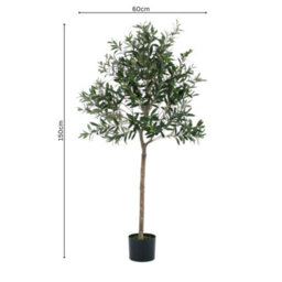 GreenBrokers Artificial Olive Tree With Real Wood Trunk, Premium Quality Natural Appearance, 5Ft/150 Cm - thumbnail 2