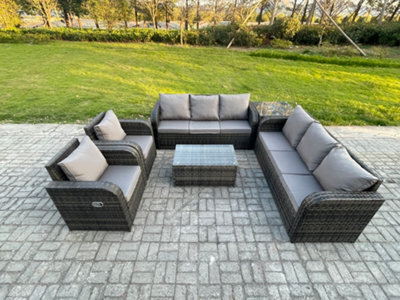Fimous Rattan Outdoor Garden Furniture Sofa Set Patio Table & Chairs Set With 3 Seater Sofa Reclining Chair Side Table - image 1