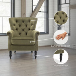 Velvet Pink Accent Wingback Chair - thumbnail 9
