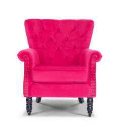 Velvet Pink Accent Wingback Chair - thumbnail 3