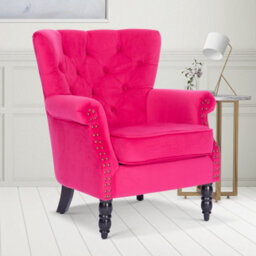 Velvet Pink Accent Wingback Chair