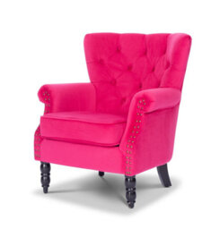 Velvet Pink Accent Wingback Chair - thumbnail 4