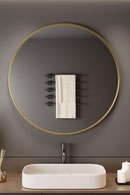 Neo Gold Round Metal Frame Wall Mirror - image 1