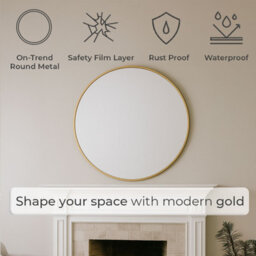 Neo Gold Round Metal Frame Wall Mirror - thumbnail 3