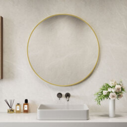 Neo Gold Round Metal Frame Wall Mirror - thumbnail 2