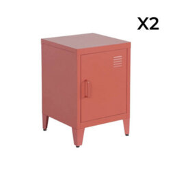 Sweeek - Set Of 2 Industrial Bedside Tables, 1 Door, Soho, Terracotta, 38X38X57 Cm - thumbnail 6