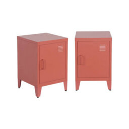 Sweeek - Set Of 2 Industrial Bedside Tables, 1 Door, Soho, Terracotta, 38X38X57 Cm - thumbnail 2