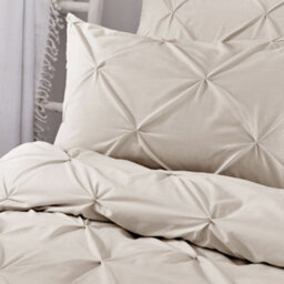 Serene Lara Luxury Natural Ruched Natural Duvet Cover Set - thumbnail 2