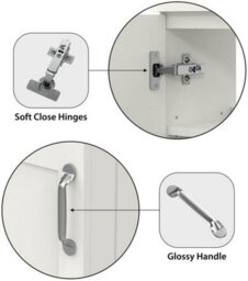 Belofay 400mm Bathroom Vanity Units With Basin With White Ceramic Bathroom Sink Soft Close Hinges & 1 Tap Hole (Crawley White) - thumbnail 6