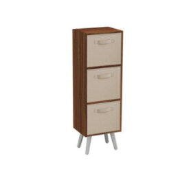 Urbn-Living Urbnliving 80Cm Height 3 Tier Teak Wooden Storage Bookcase Scandinavian Style White Legs With Beige Inserts - thumbnail 3