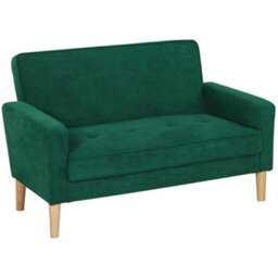 Homcom 2 Seater Sofa, Velvet-Feel Upholstered Loveseat For Small Space, Green - thumbnail 2