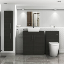 Royal Bathrooms Turin 800mm Floor Standing Vanity Unit 2 Door Hale Black & Countertop Basin - Cube With Matt Black Handle - thumbnail 2